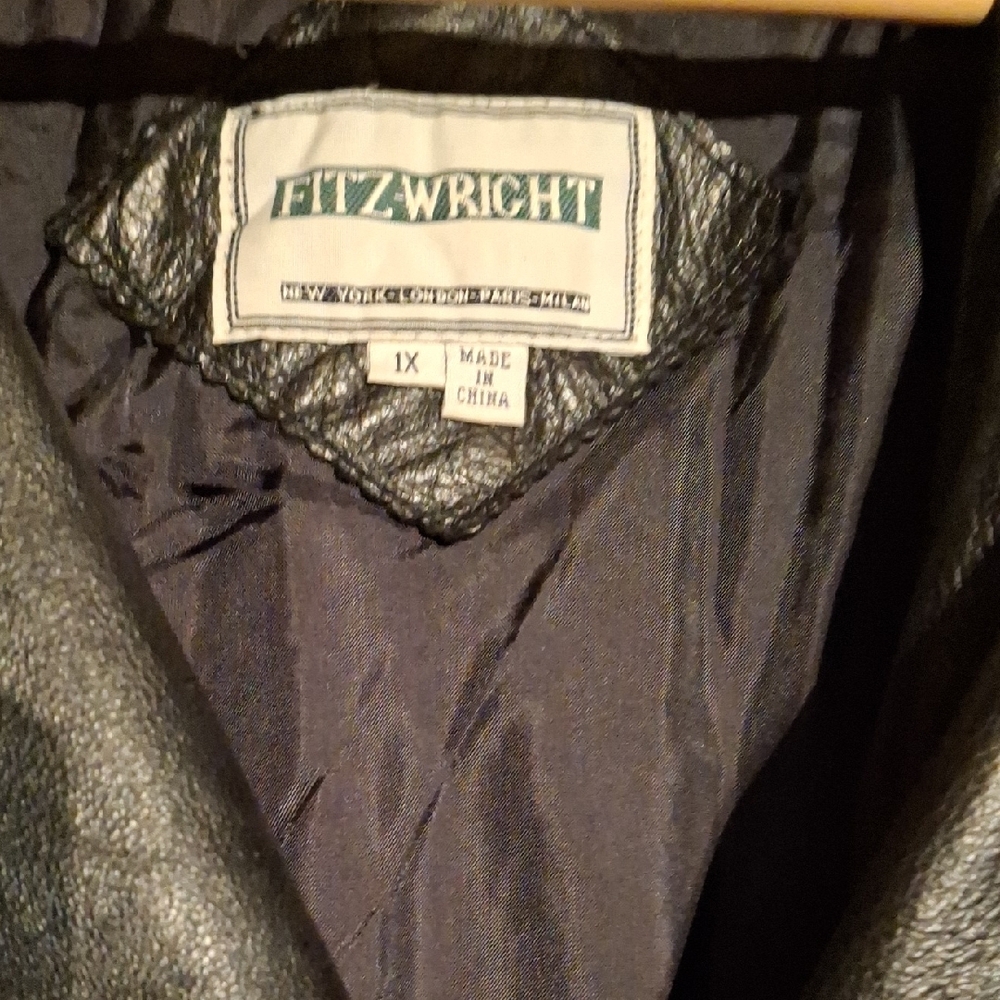 Women's Black Leather Coat - Picture 2 of 5
